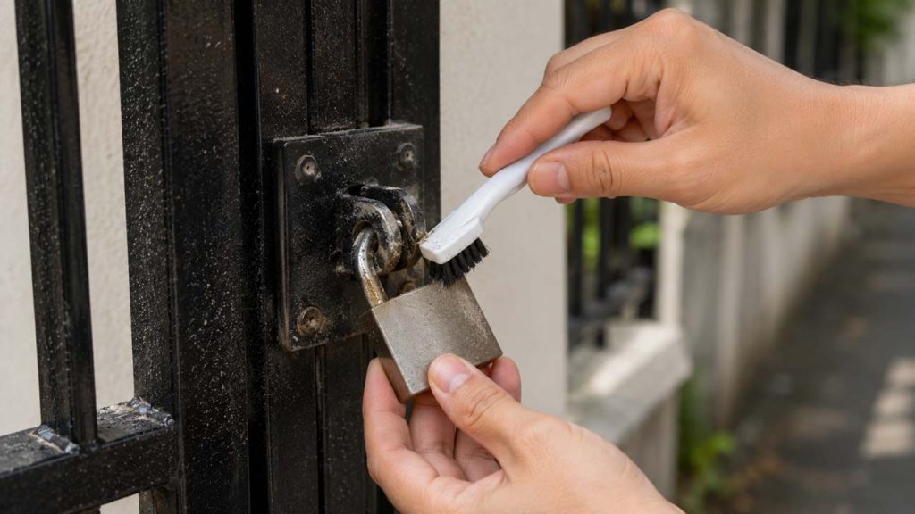 Vệ sinh bụi bẩn trên ổ khóa