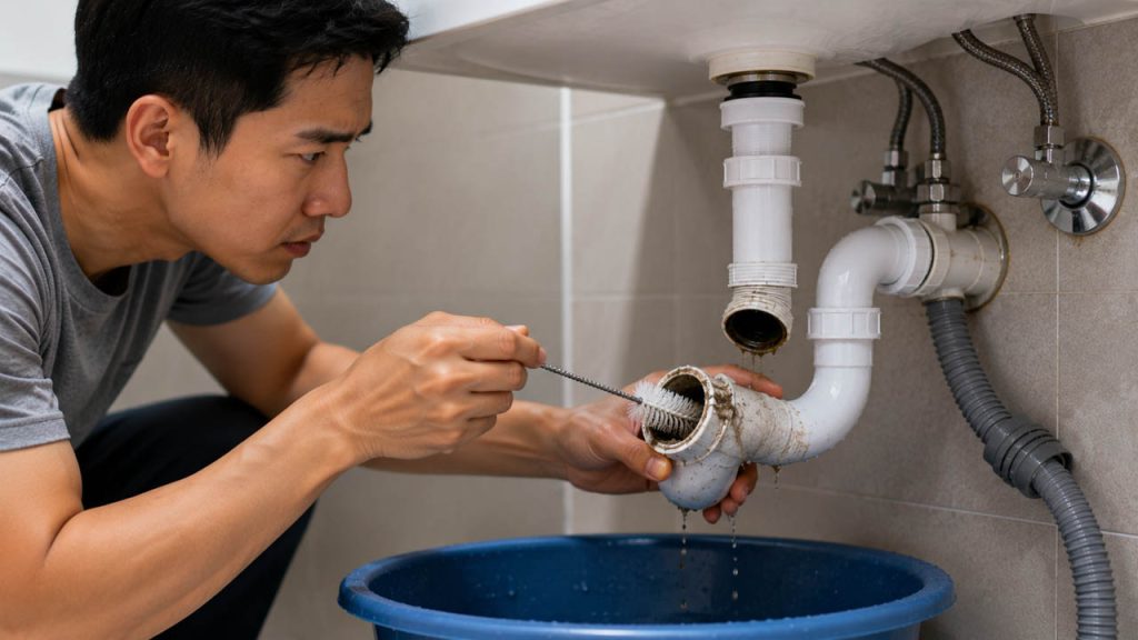 Vệ sinh ống xi phông bồn rửa mặt