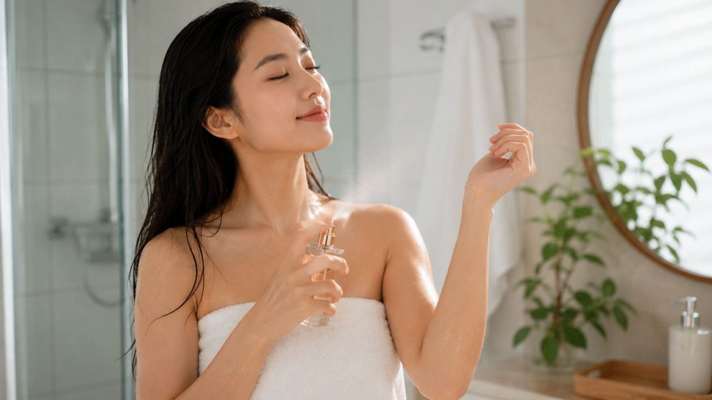 Xịt nước hoa ngay sau khi tắm