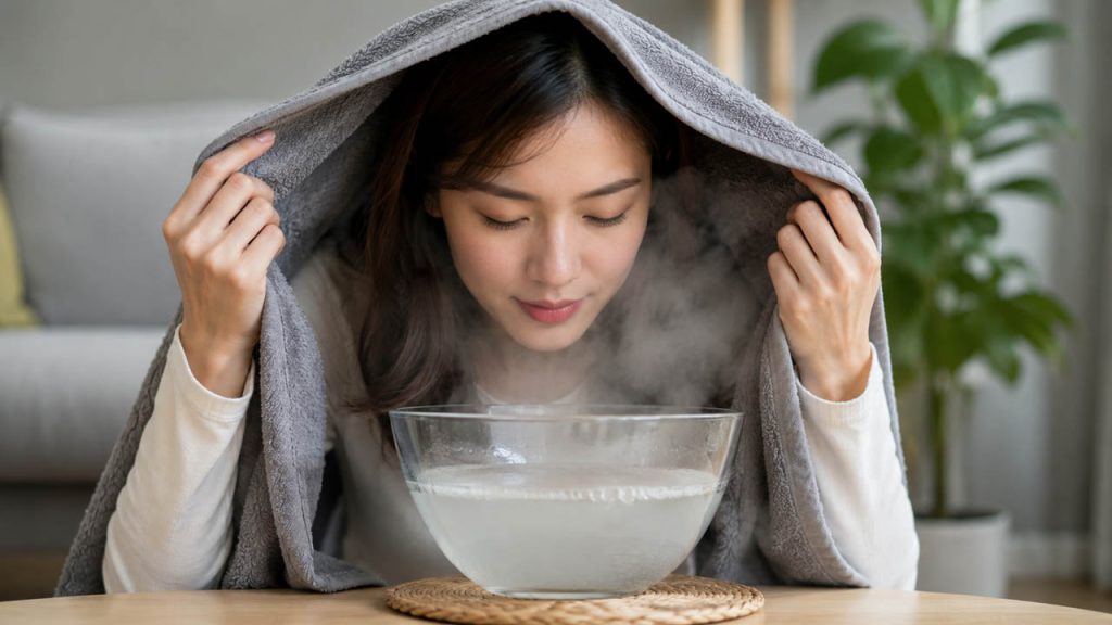 Xông hơi bằng nước ấm giúp giảm nghẹt mũi