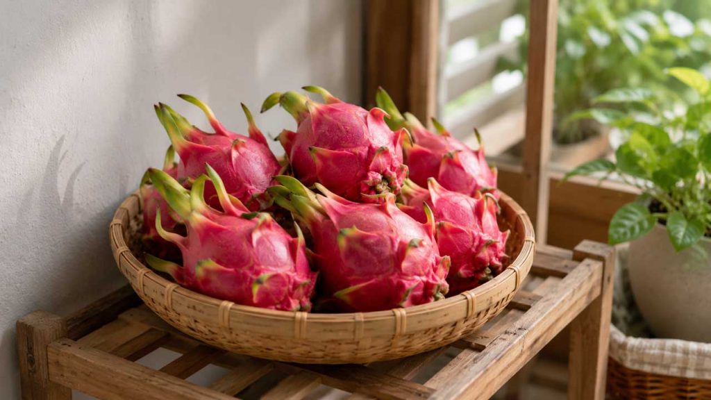 Thanh long được bảo quản ở nơi khô ráo để giữ độ tươi lâu hơn