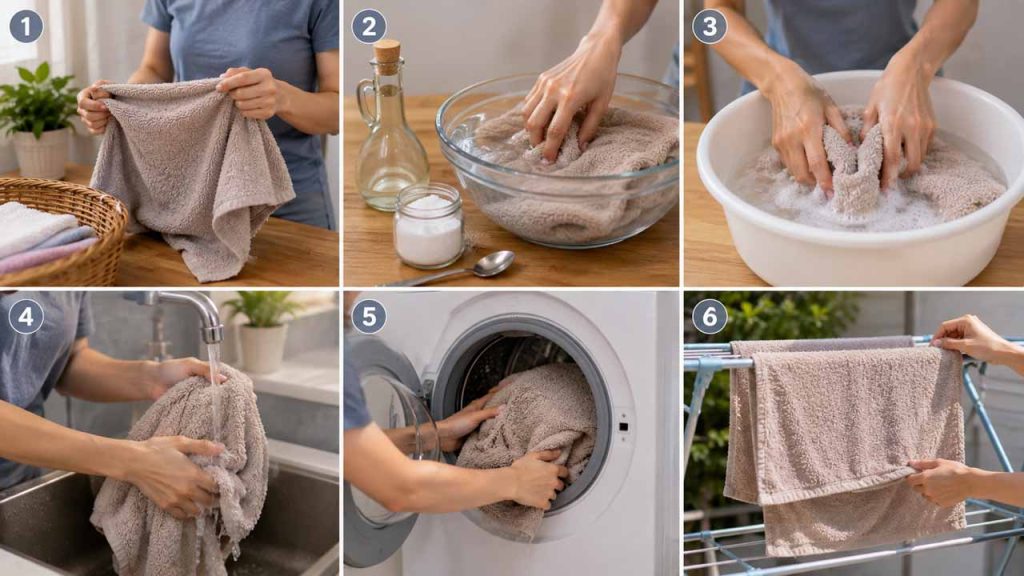 Các bước xử lý khăn tắm bị cứng để mềm hơn