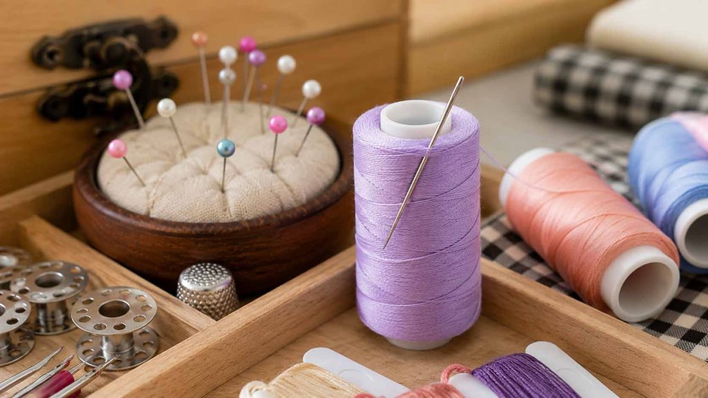 Cắm kim vào cuộn chỉ để tránh làm mất kim