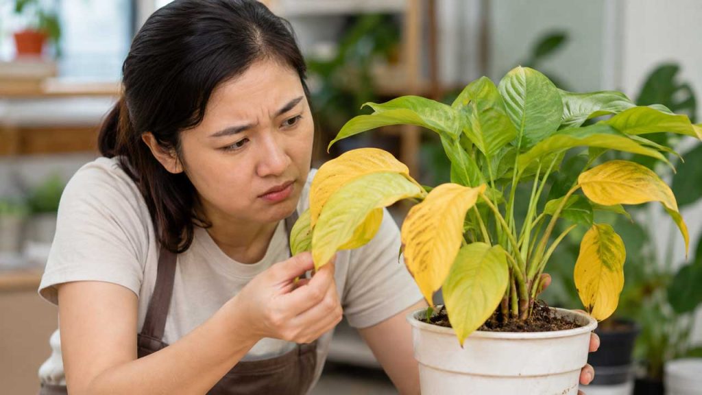 Quan sát cây bị vàng lá do úng nước