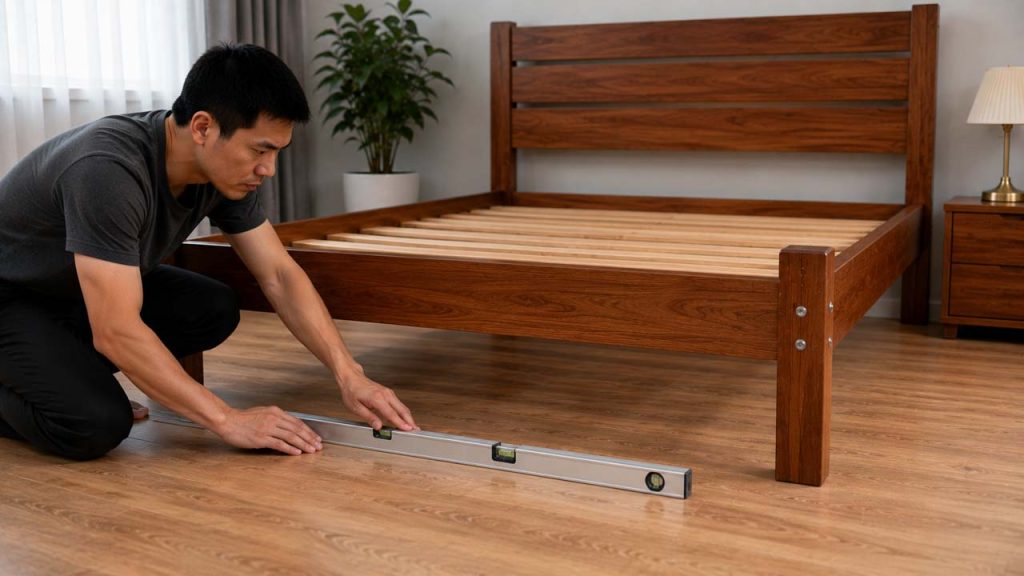 Đặt giường trên mặt sàn bằng phẳng