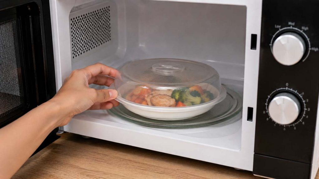 Đậy nắp khi hâm nóng thức ăn trong lò vi sóng
