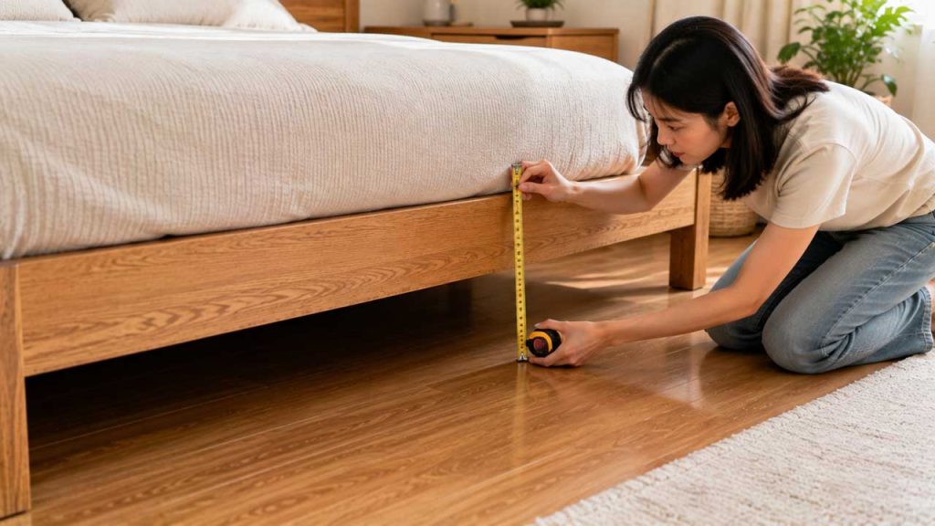 Đo gầm giường trước khi mua đồ lưu trữ