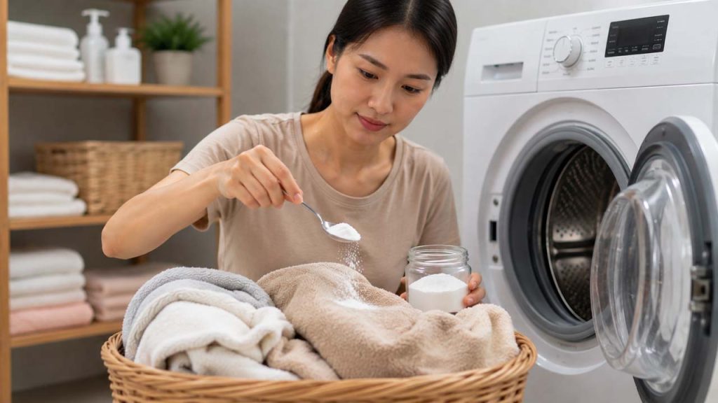 Dùng baking soda xử lý khăn tắm bị cứng lâu ngày