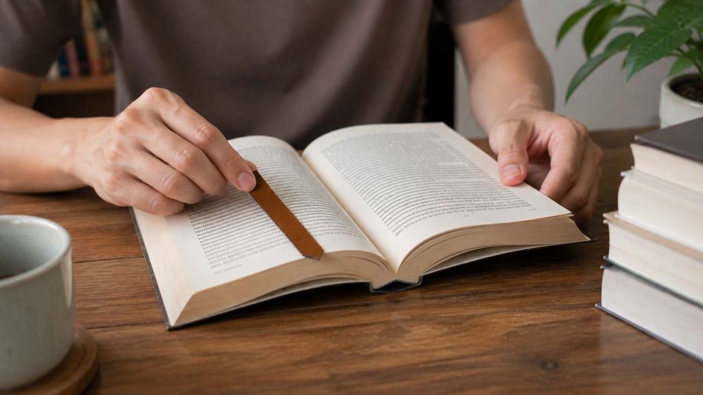 Dùng bookmark thay vì úp hoặc gập sách để đánh dấu trang