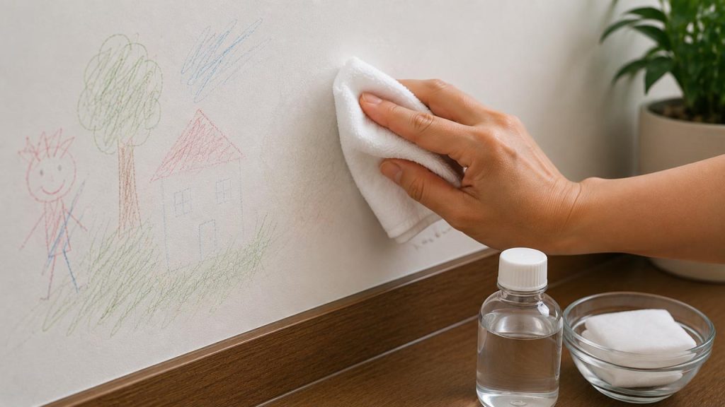 Dùng cồn y tế nồng độ thấp để tẩy vết bút chì màu trên tường