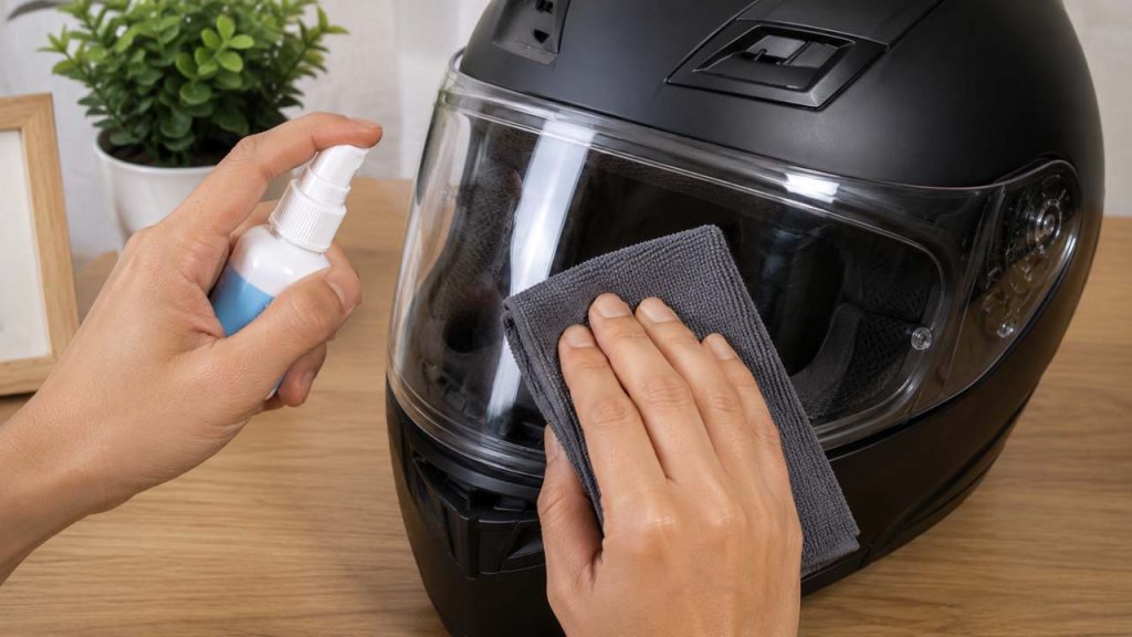 Dùng dung dịch chống mờ chuyên dụng cho kính mũ bảo hiểm