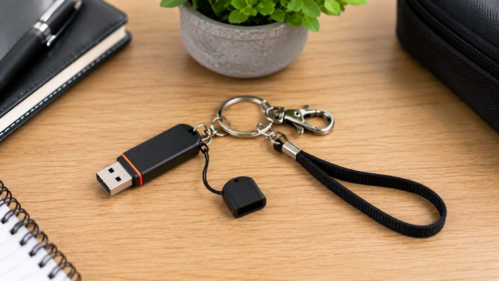 Gắn USB vào móc khóa hoặc dây đeo