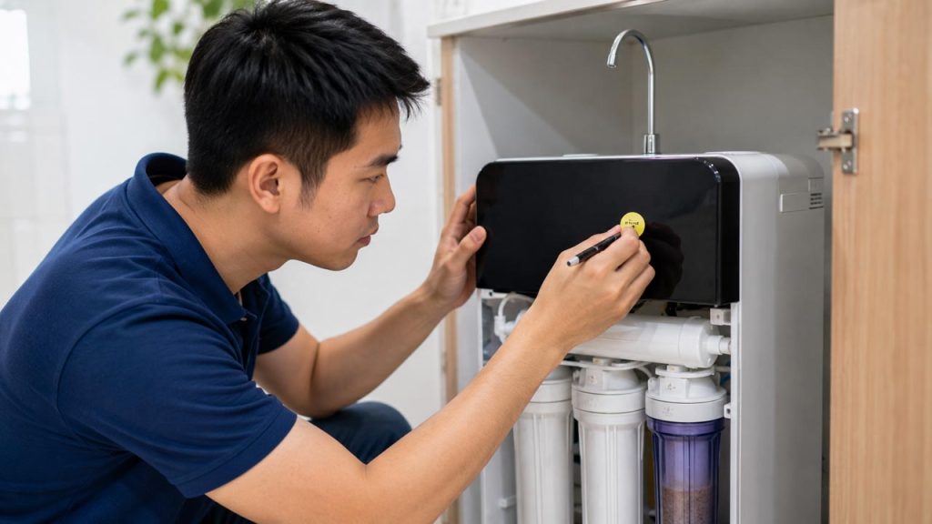 Ghi ngày thay lõi trực tiếp lên máy lọc nước
