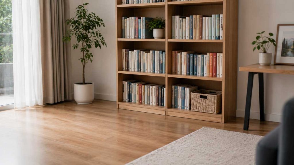 Giữ sàn nhà xung quanh kệ sách luôn sạch sẽ