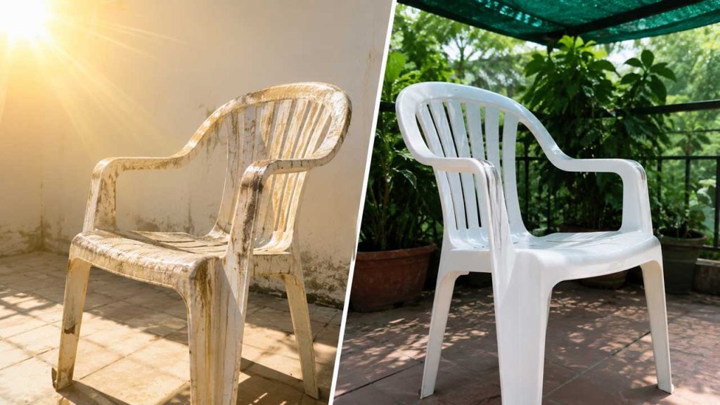 Đặt ghế nhựa ở nơi có mái che để giảm tác động của tia UV