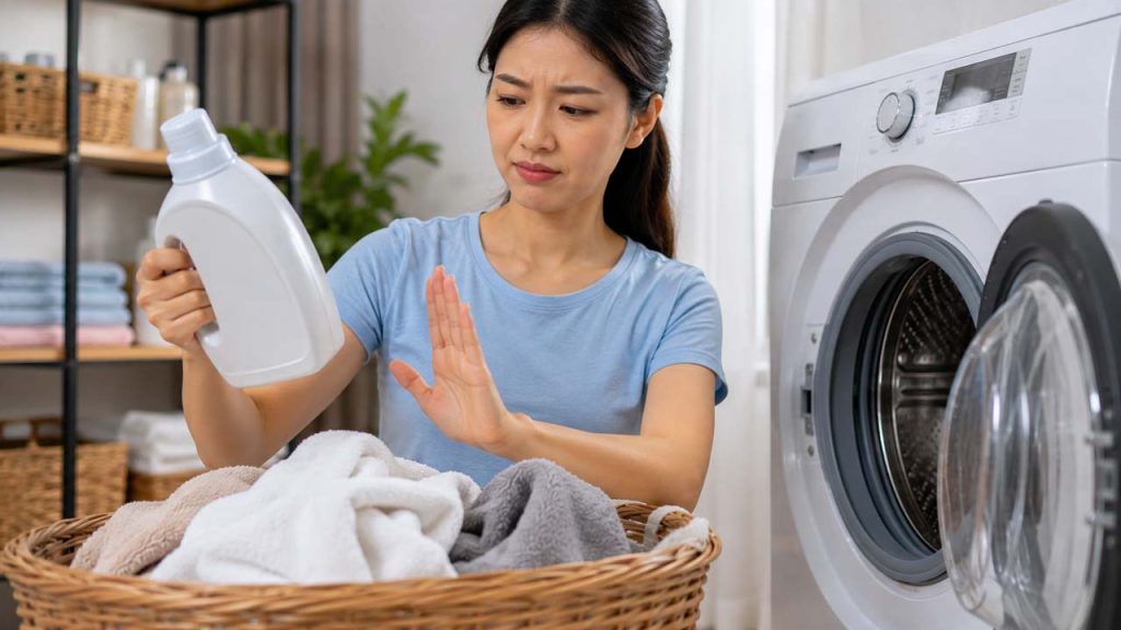 Hạn chế lạm dụng nước xả vải khi giặt khăn tắm