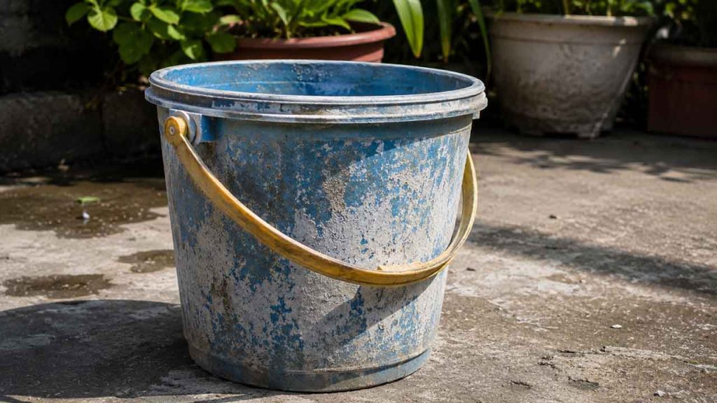 Xô nhựa được đặt ở vị trí tránh ánh nắng trực tiếp