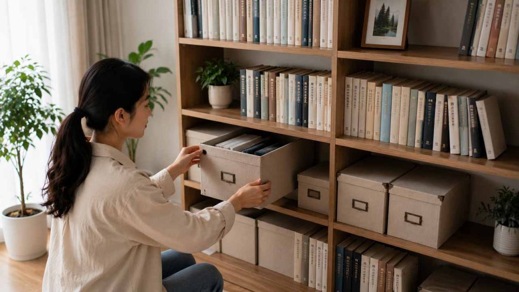 Sử dụng hộp lưu trữ cho sách và tài liệu ít sử dụng