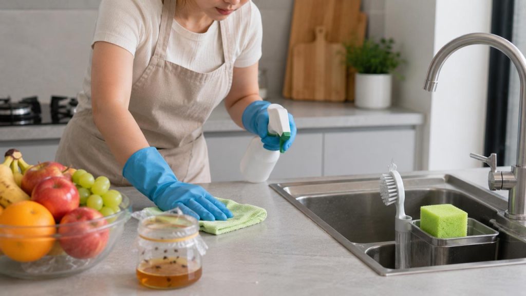 Kết hợp bẫy ruồi giấm với vệ sinh nhà cửa