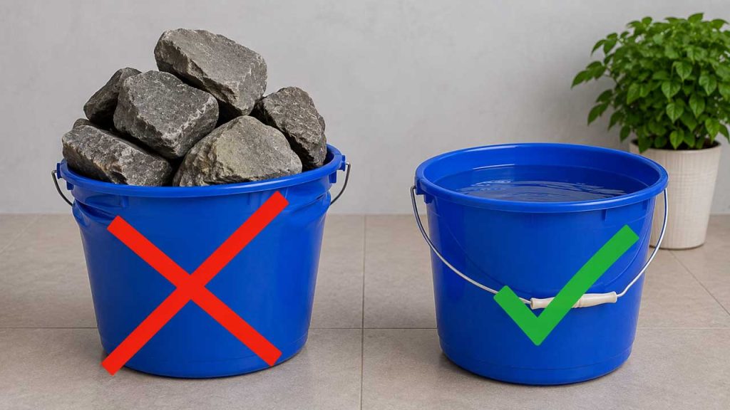 Không chất vật quá nặng vào xô nhựa