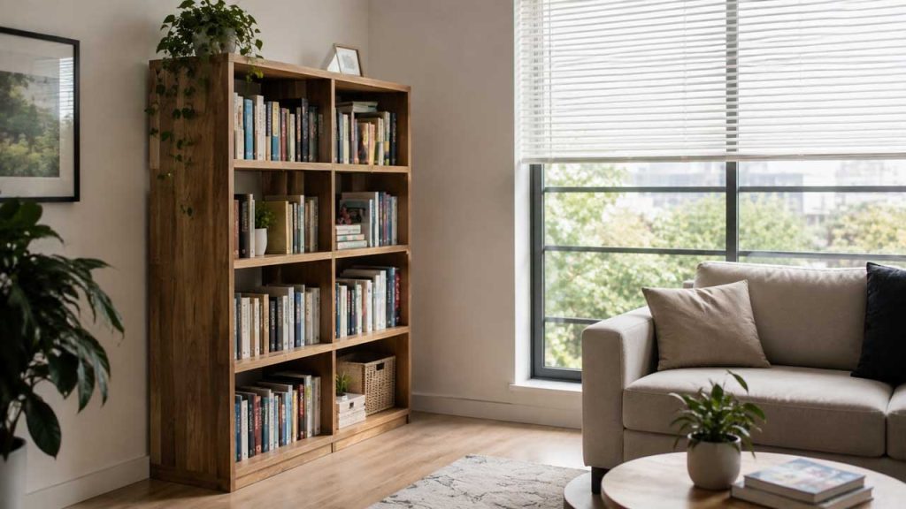 Không đặt kệ sách quá sát cửa sổ để hạn chế bụi