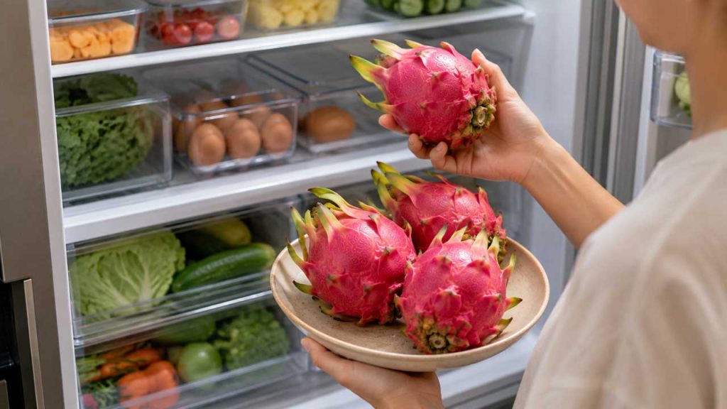 Không để thanh long trong tủ lạnh quá lâu để tránh làm giảm chất lượng