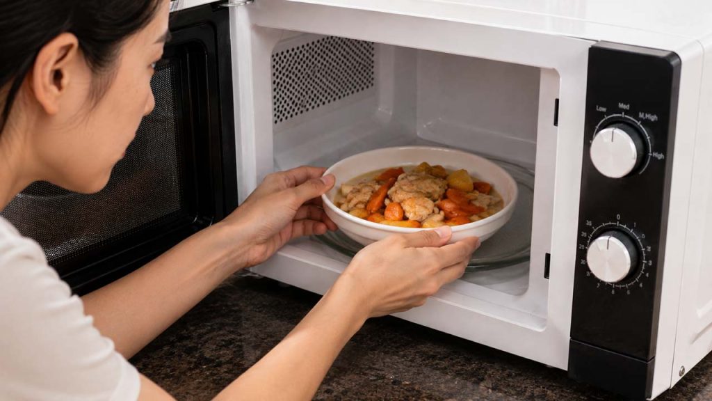Không để thức ăn cháy trong lò vi sóng