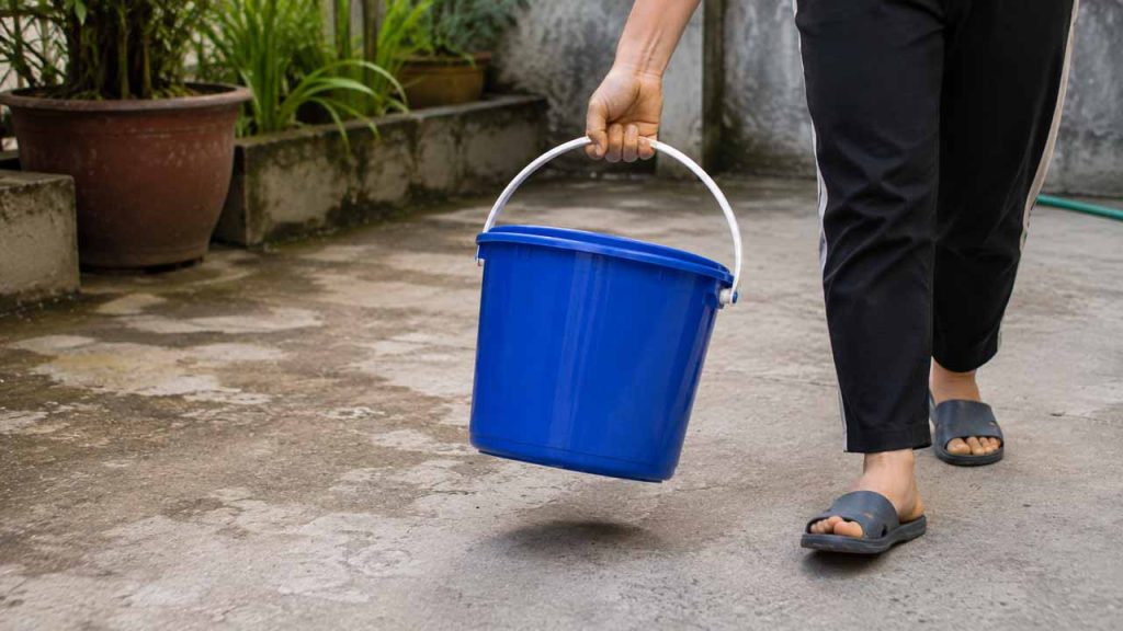Nhấc xô thay vì kéo lê trên nền xi măng