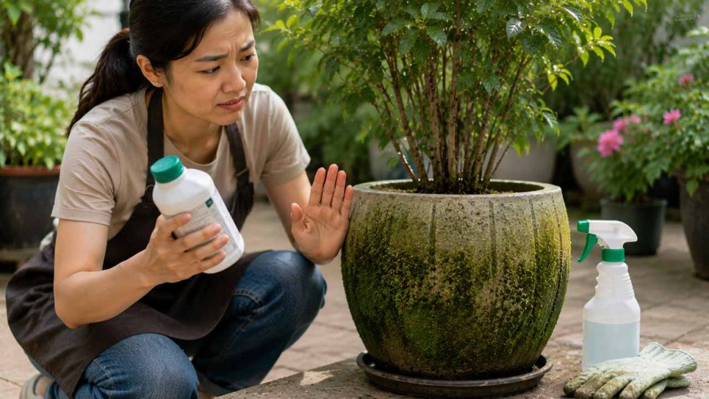 Không lạm dụng hóa chất để diệt rêu trên chậu cây