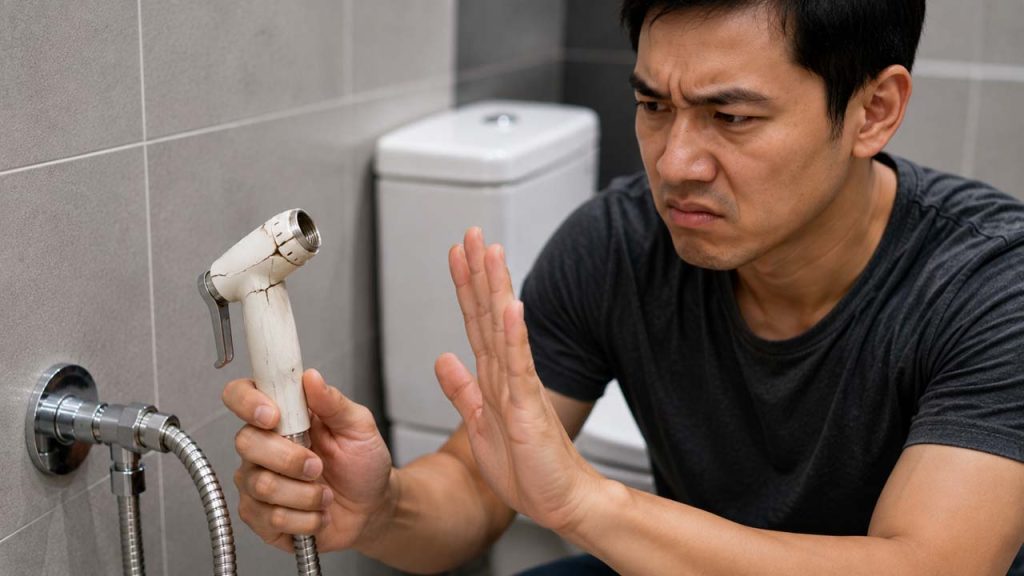 Không tiếp tục sử dụng vòi xịt vệ sinh bị nứt hỏng
