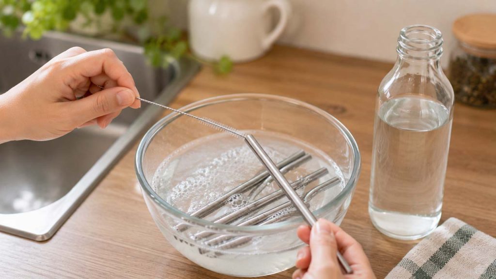 Khử mùi ống hút inox bằng giấm trắng