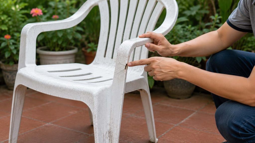 Kiểm tra vết nứt trên ghế nhựa ngoài trời