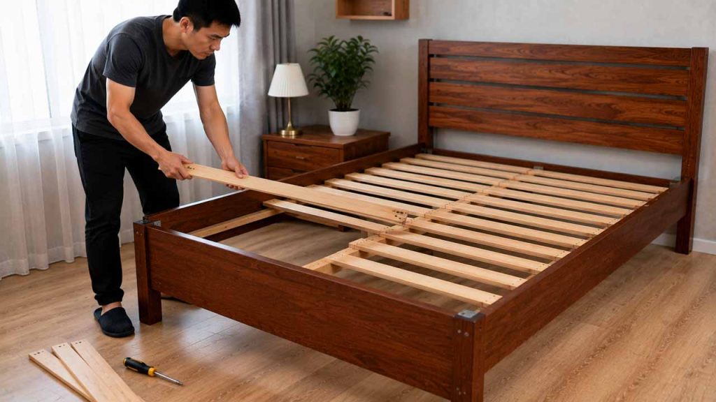 Kiểm tra các thanh phản và vạt giường để phát hiện hư hỏng