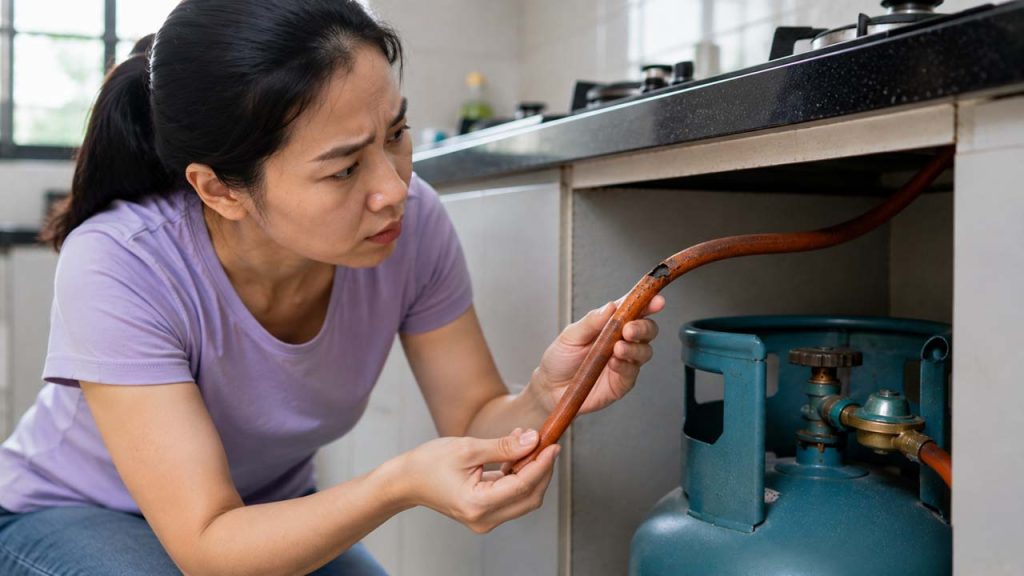 Kiểm tra dây dẫn gas bị nứt và xuống cấp