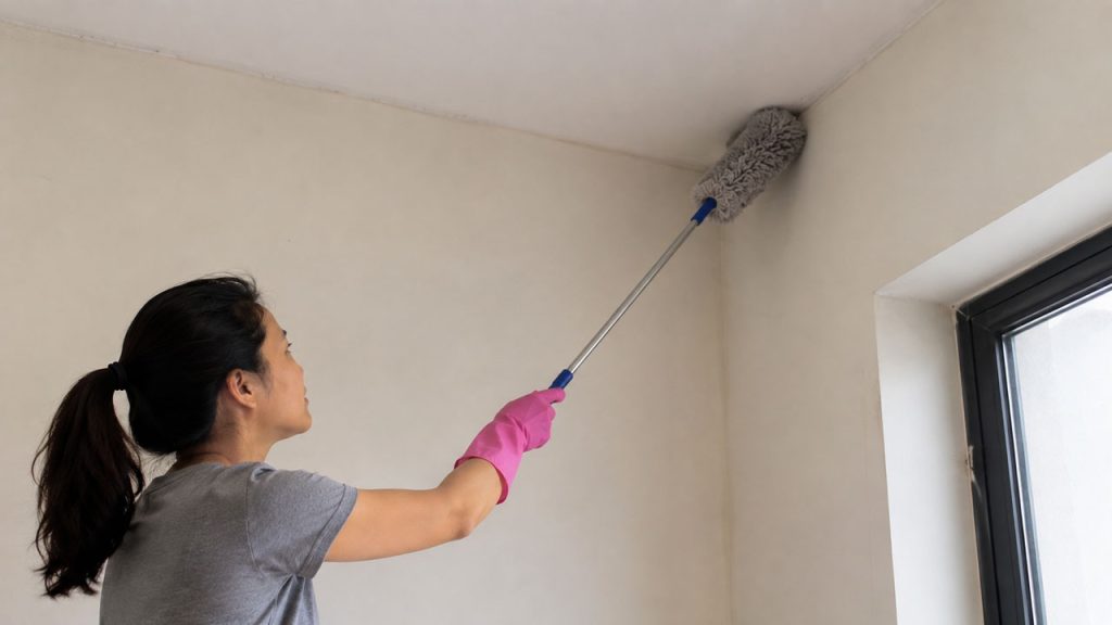 Quét mạng nhện định kỳ ở góc trần nhà