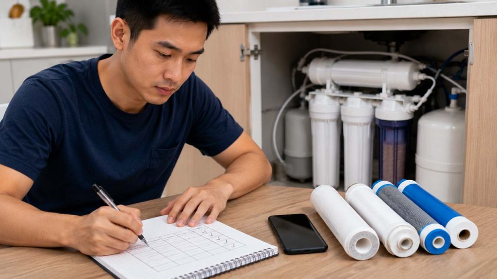Lập bảng theo dõi riêng cho từng lõi máy lọc nước
