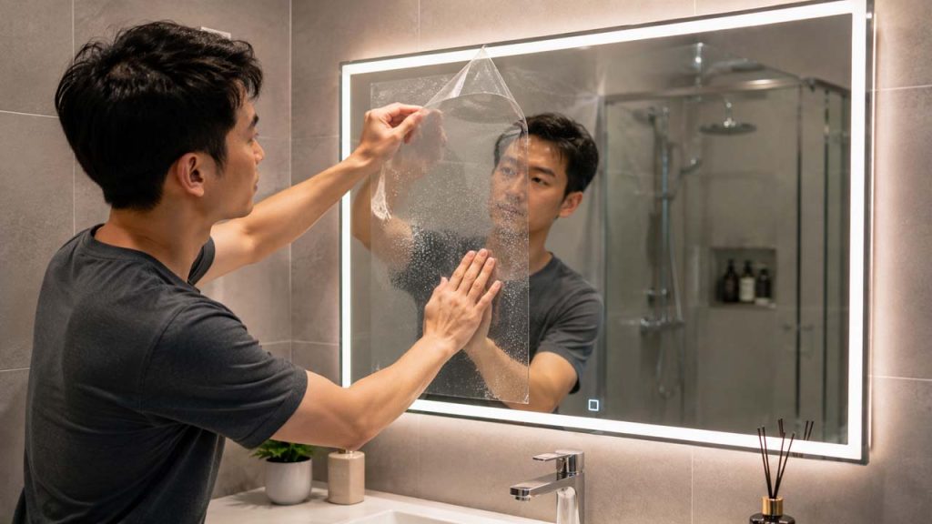 Lắp phim chống mờ cho gương phòng tắm