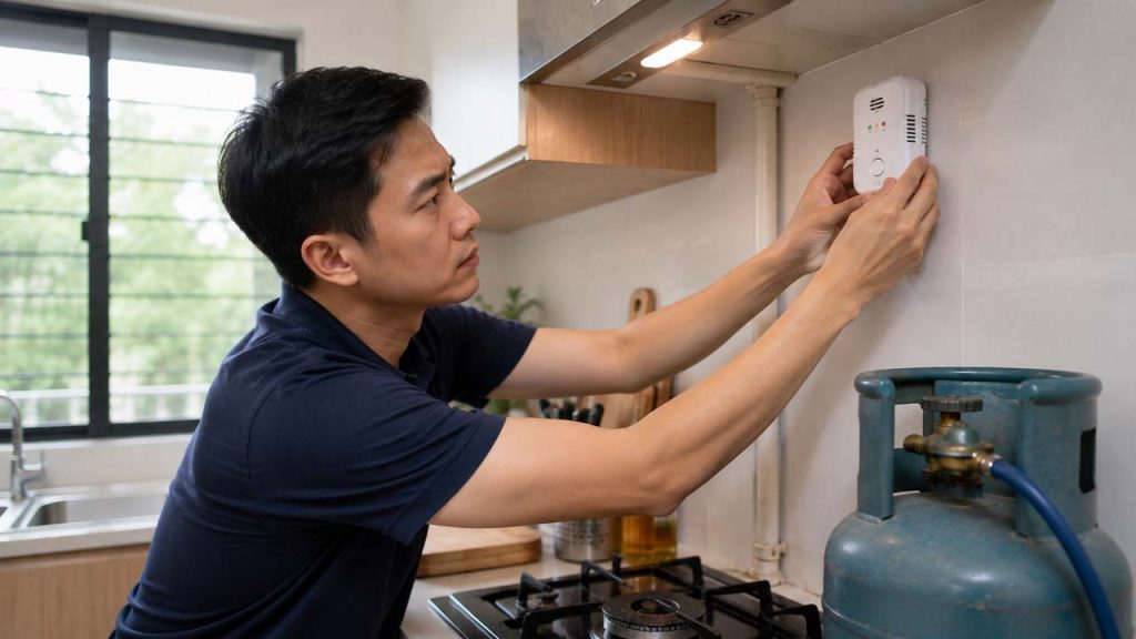 Lắp thiết bị cảnh báo rò rỉ gas trong nhà bếp