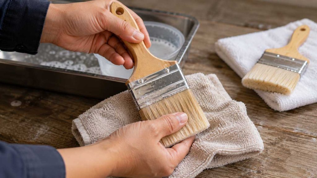 Loại bỏ nước thừa và chỉnh lại dáng cọ