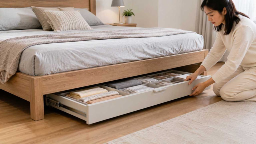 Ngăn kéo chuyên dụng để lưu trữ quần áo dưới giường