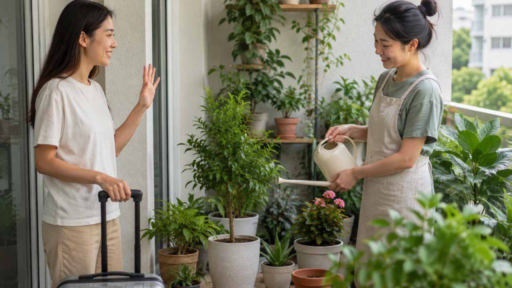Nhờ người hỗ trợ tưới cây nếu phải vắng nhà lâu