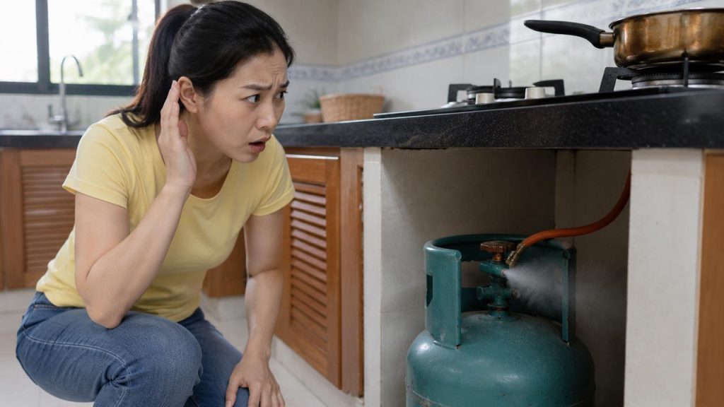 Phát hiện tiếng xì bất thường từ bình gas