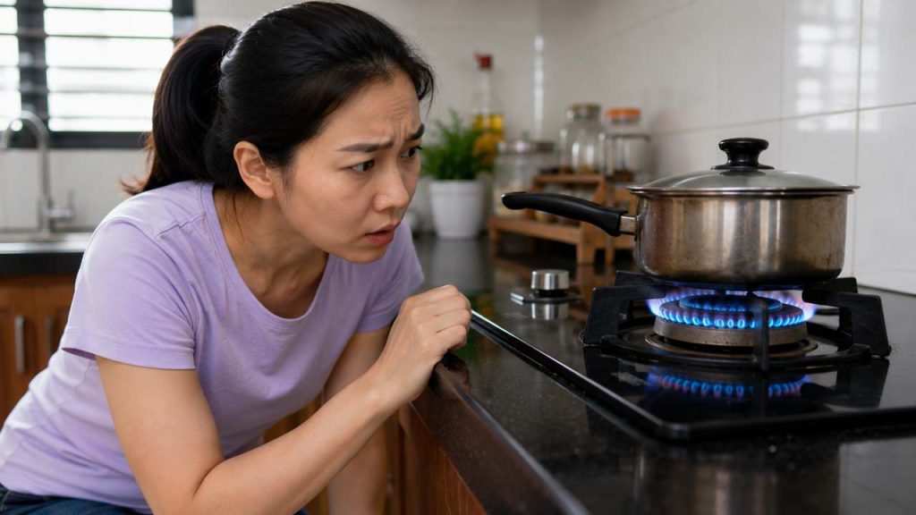 Quan sát màu ngọn lửa bếp gas khi nấu ăn