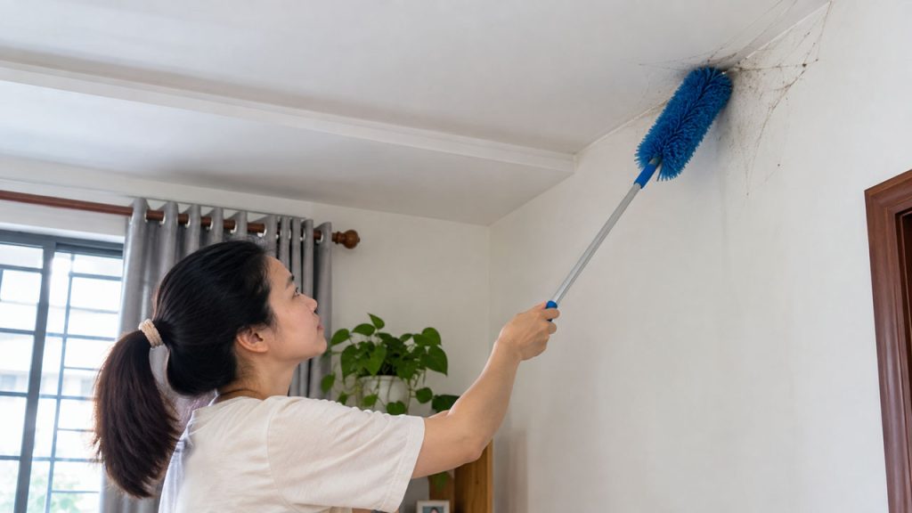 Làm sạch bụi ở các góc trần nhà