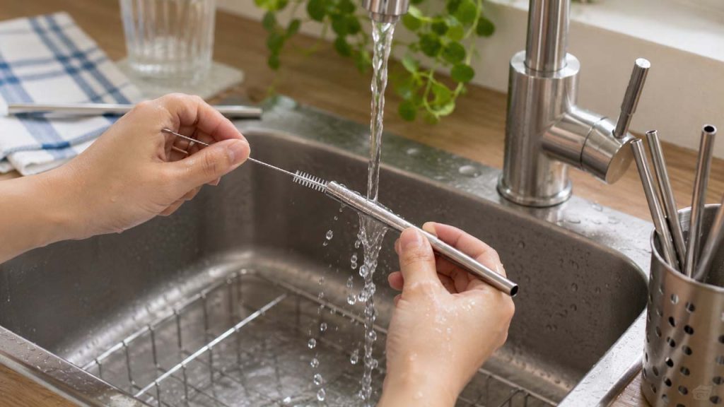 Rửa ống hút inox ngay sau mỗi lần sử dụng