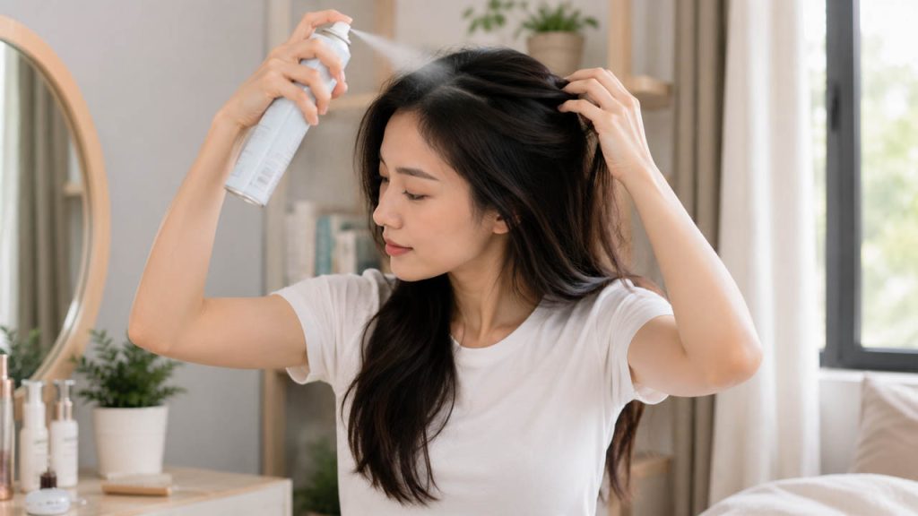 Sử dụng dầu gội khô khi tóc bị ám mùi thức ăn
