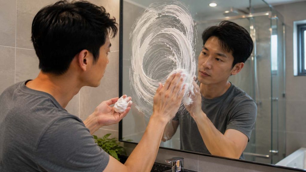 Sử dụng kem cạo râu để chống mờ gương phòng tắm