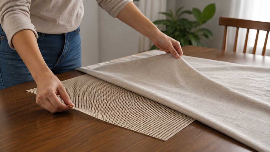 Tấm lót chống trượt bên dưới khăn trải bàn