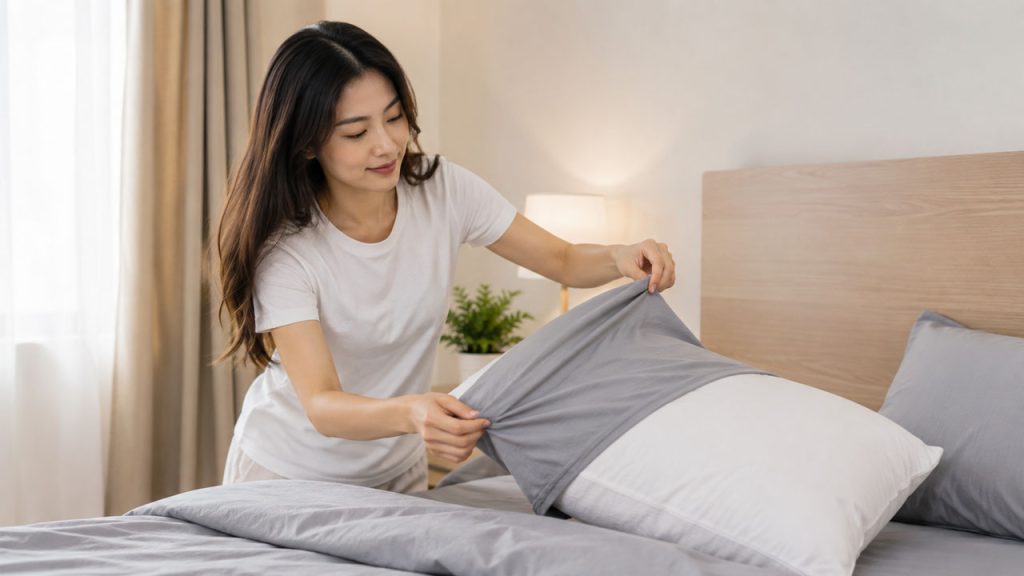 Thay vỏ gối khi tóc bị ám mùi thức ăn nặng
