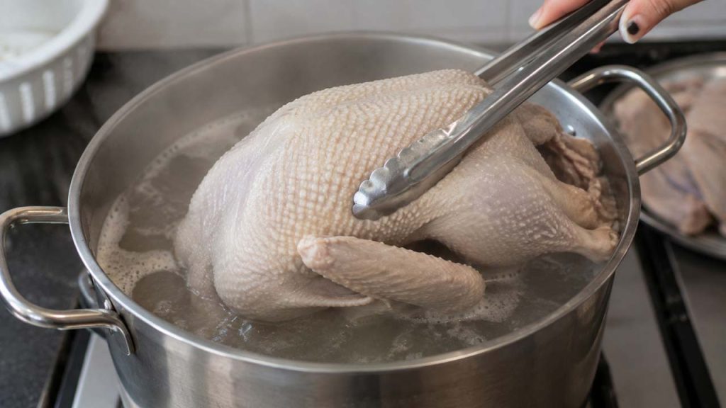 Trần sơ thịt vịt qua nước sôi